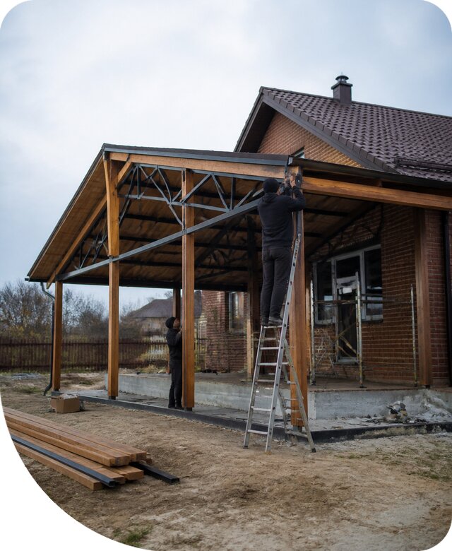 Пристройка навеса к дому и участку в Новосибирске под ключ